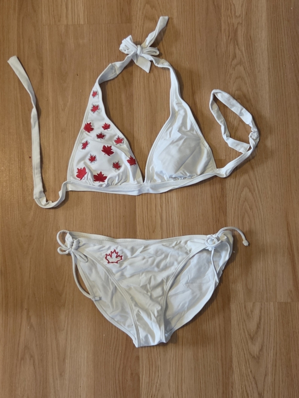 Canadian Bikini Set with Red Maple Leaf Embroidery